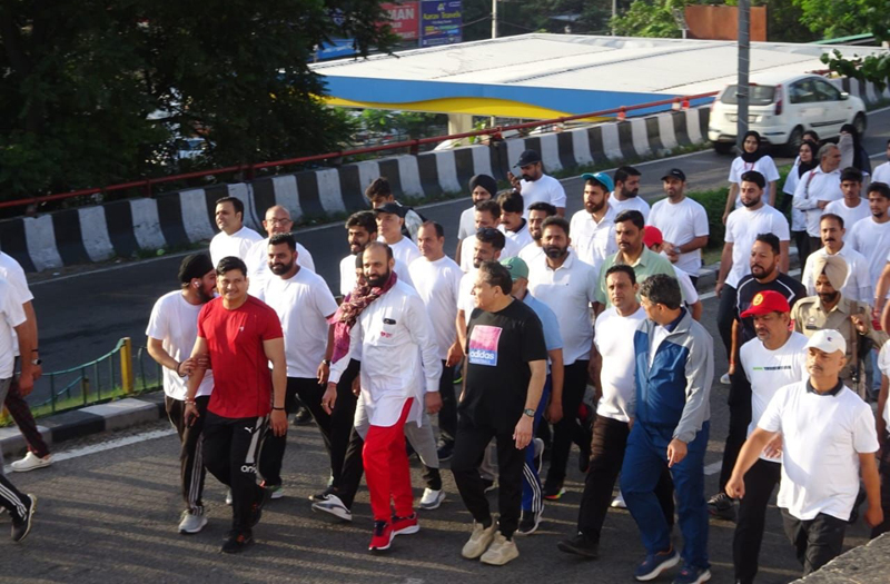 Docs and others during walkathon in Jammu on Friday. Docs and others during walkathon in Jammu on Friday.