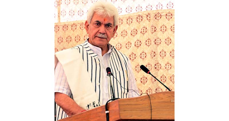 LG Manoj Sinha speaking during Awaam Ki Awaaz programme in Srinagar on Sunday. LG Manoj Sinha speaking during Awaam Ki Awaaz programme in Srinagar on Sunday.