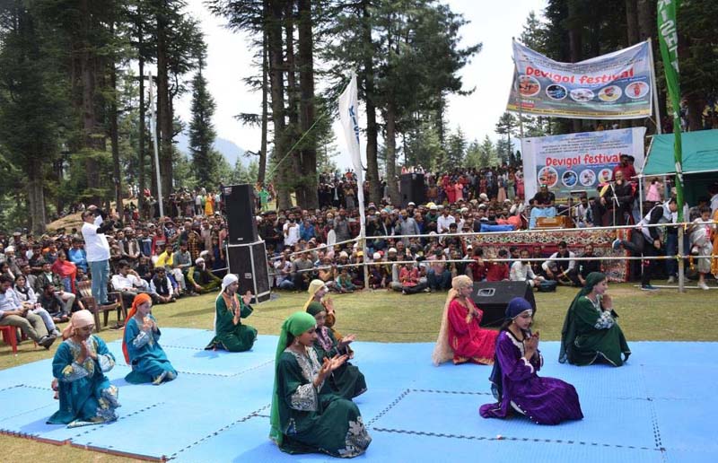 Participants performing during Devigol Festival at Bunjwah in Kishtwar. Participants performing during Devigol Festival at Bunjwah in Kishtwar.