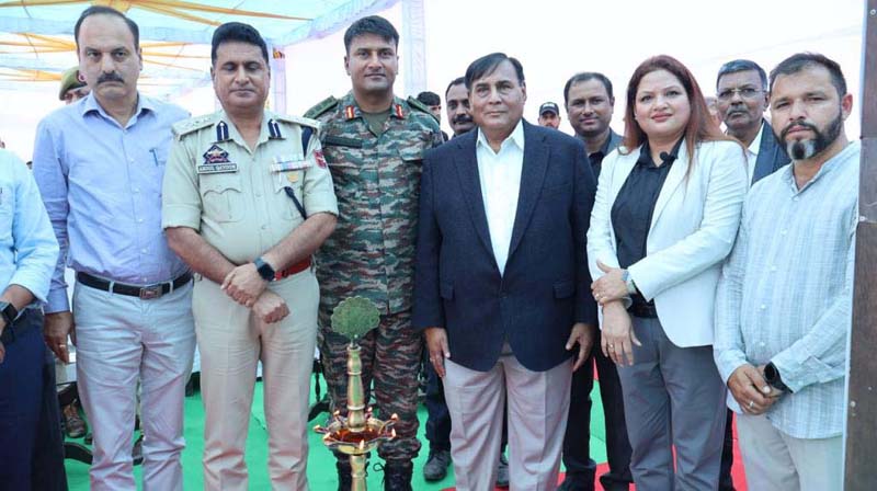 Dignitaries posing for a group photograph at the inauguration of first 5-star Hotel by Ambience Group in Bhaderwah. Dignitaries posing for a group photograph at the inauguration of first 5-star Hotel by Ambience Group in Bhaderwah.