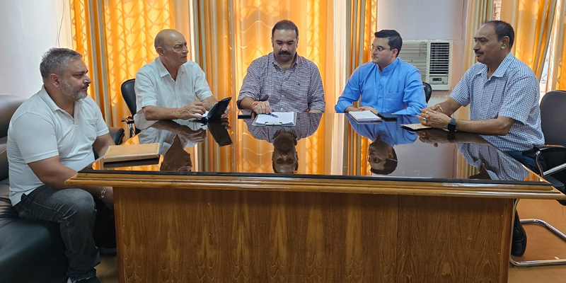 Trustees reviewing functioning of Dharmarth Trust at Jammu on Friday. Trustees reviewing functioning of Dharmarth Trust at Jammu on Friday.