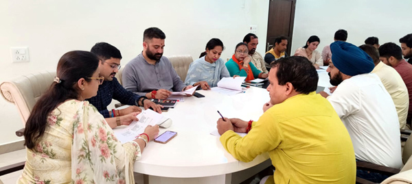 Former Minister and senior BJP leader, Priya Sethi chairing a meeting of party's Morcha Incharges in Jammu on Tuesday. Former Minister and senior BJP leader, Priya Sethi chairing a meeting of party's Morcha Incharges in Jammu on Tuesday.