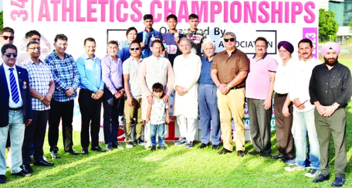 Dignitaries posing during inaugural ceremony of 34th North Zone Junior Athletics Championship at Jammu University.