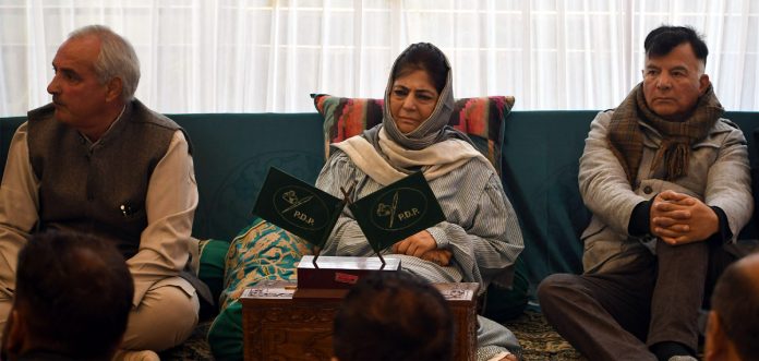 Mehbooba Mufti was re-elected as PDP president for a term of three years. -Excelsior/Shakeel