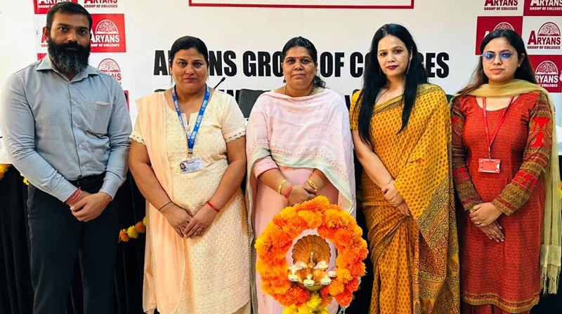 Pooja Kumar with faculty members of Aryans Group of Colleges. Pooja Kumar with faculty members of Aryans Group of Colleges.