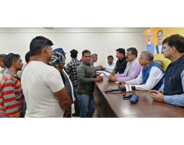 BJP leaders during a public darbar at Jammu on Saturday.