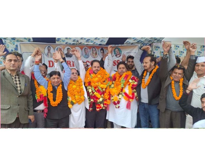 Senior PCC leaders during public meeting in Doda on Sunday.