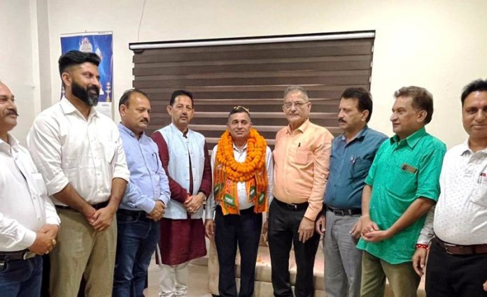 BJP leaders during a joining programme at Jammu on Monday.