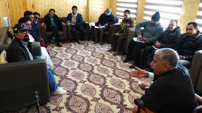 A delegation of the newly elected executive councillors of 5th LAHDC Kargil, led by CEC, Mohammad Jaffer Akhoon, meeting LG Brig (Dr) BD Mishra at Raj Niwas on Saturday. A delegation of the newly elected executive councillors of 5th LAHDC Kargil, led by CEC, Mohammad Jaffer Akhoon, meeting LG Brig (Dr) BD Mishra at Raj Niwas on Saturday.