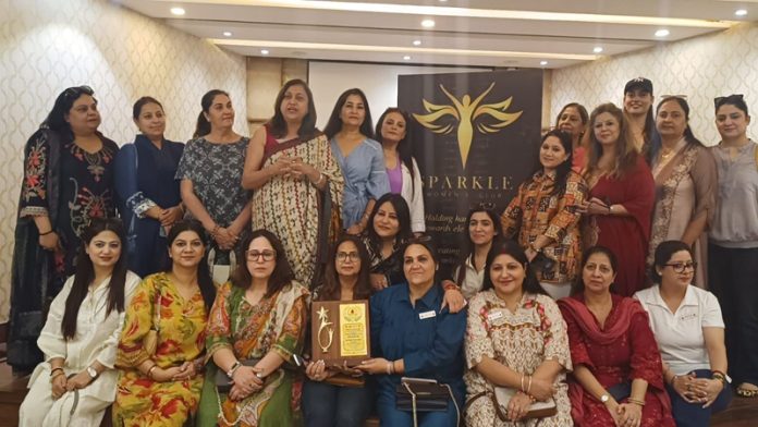 Dignitaries from the Sparkle Women’s Club and Amar Singh Club posing for a group photograph in Jammu on Friday. Dignitaries from the Sparkle Women’s Club and Amar Singh Club posing for a group photograph in Jammu on Friday.
