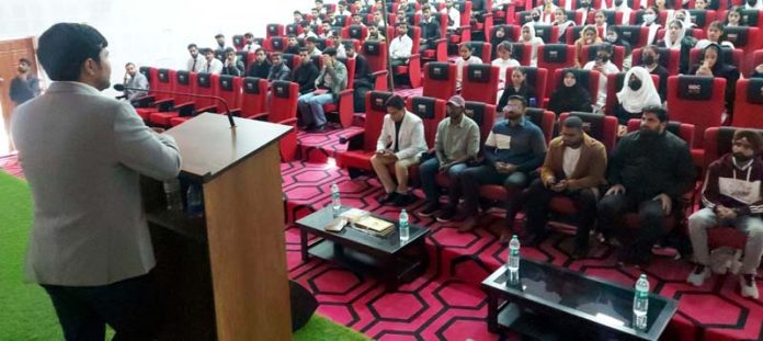 Deputy Commissioner Kishtwar addressing students on Wednesday.