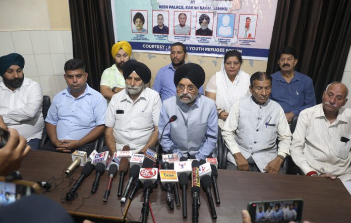 PoJK DPs' leaders addressing joint press conference in Jammu on Thursday. -Excelsior/ Rakesh