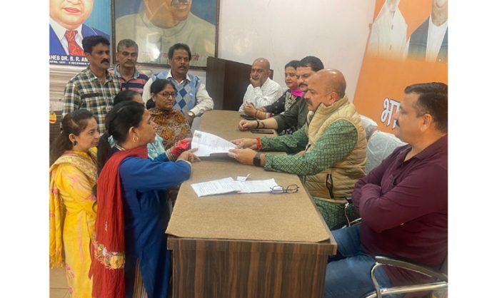 BJP leaders during public darbar at Jammu on Thursday.