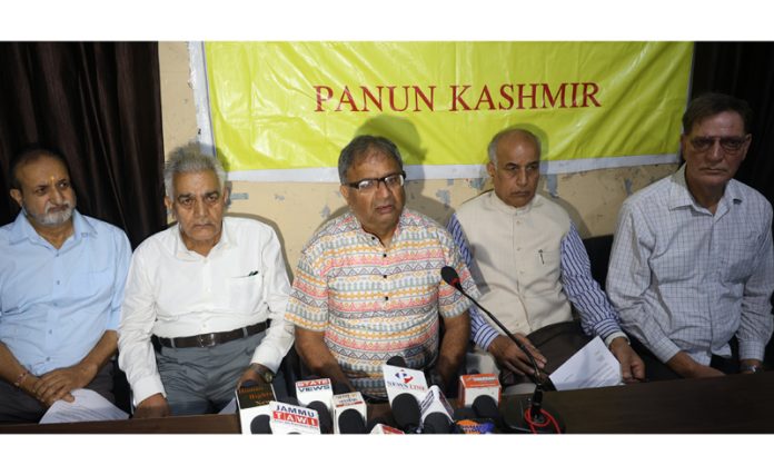 PK leaders during a press conference at Jammu on Saturday. -Excelsior/Rakesh