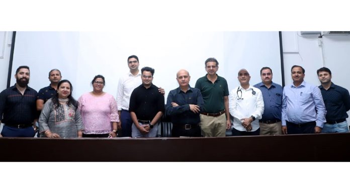 Principal GMC Jammu Dr Ashutosh Gupta posing with surgical team that performed 1st ever independent, in-house renal transplant procedure at SSH Jammu.