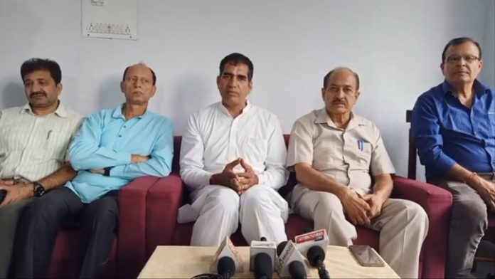 Vishwa Yog Sansthaan Ashram representatives briefing media in Jammu on Saturday.