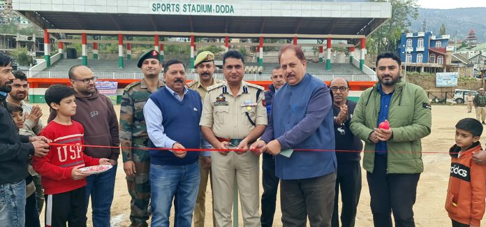 SSP Doda, Abdul Qayoom inaugurating Chenab Bigbash Cricket tournament at Doda.