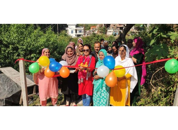 Municipal Councillor, Priti Khajuria inaugurates newly constructed lanes in Bharat Nagar area of Udhampur on Friday.
