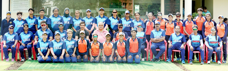 J&K Women’s team posing for a group photograph at Jammu on Monday. J&K Women’s team posing for a group photograph at Jammu on Monday.