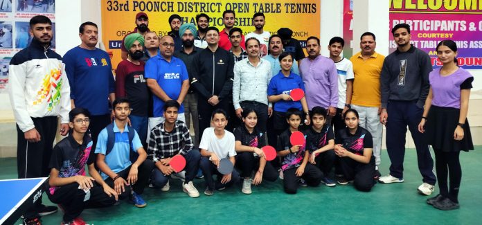Table Tennis players posing with dignitaries in Poonch. Table Tennis players posing with dignitaries in Poonch.