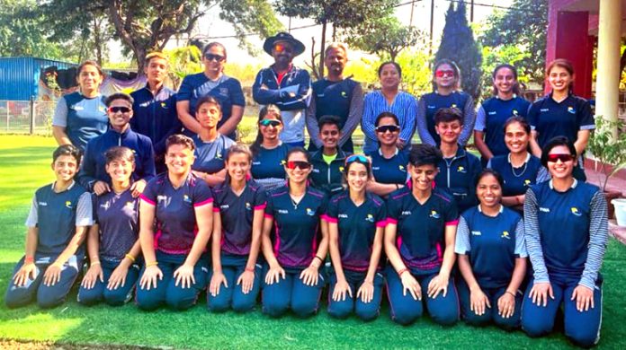 Women Cricket team of Himachal Pradesh posing for group photograph during a match in Jammu. Women Cricket team of Himachal Pradesh posing for group photograph during a match in Jammu.