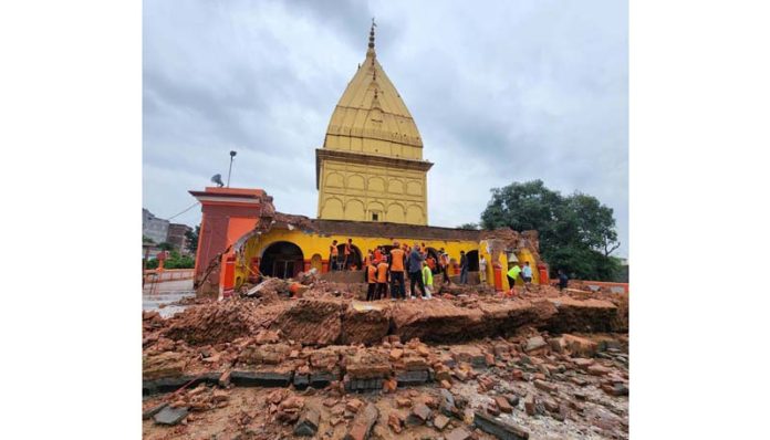 The damaged front outer veranda of the historic Ranbireshwar Temple. -Excelsior/Rakesh The damaged front outer veranda of the historic Ranbireshwar Temple. -Excelsior/Rakesh