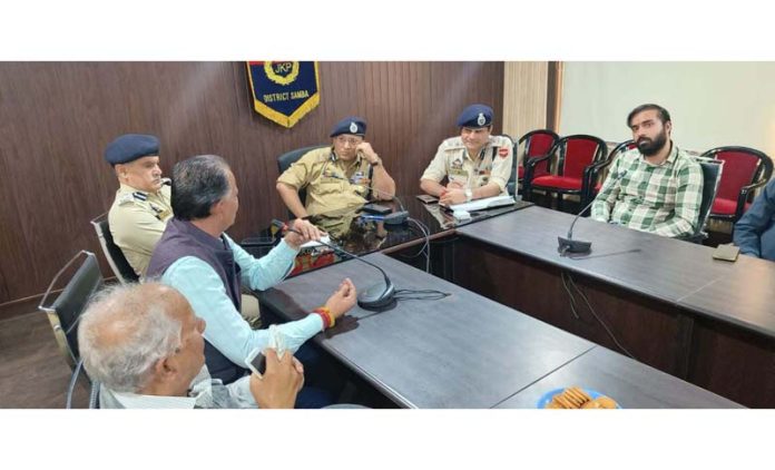 IGP Jammu, Anand Jain, interacting with a deputation in Samba district on Tuesday. IGP Jammu, Anand Jain, interacting with a deputation in Samba district on Tuesday.
