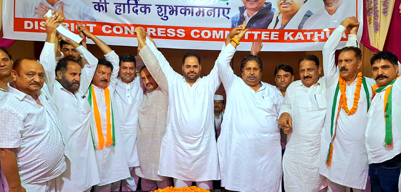 JKPCC president Vikar Rasool, working president Raman Bhalla and others during Cong rally at Kathua. JKPCC president Vikar Rasool, working president Raman Bhalla and others during Cong rally at Kathua.