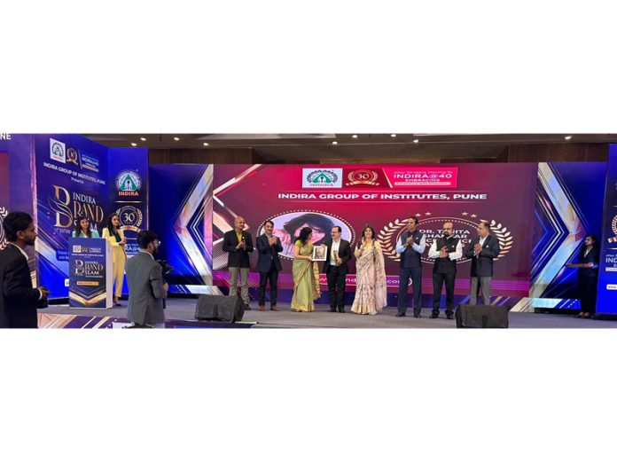 Ajay Khajuria being awarded by Indira Group of Institutes, Pune on Friday.