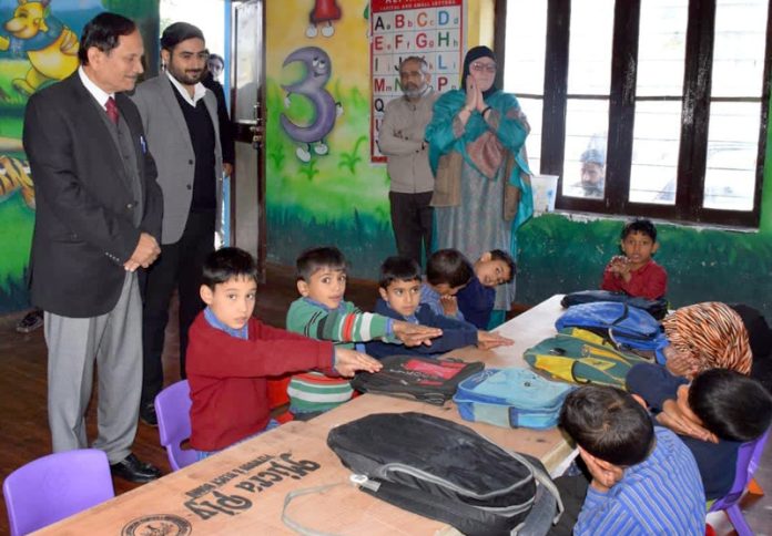 Advisor Bhatnagr during visit to a school in Budgam
