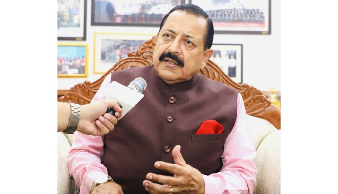 Union Minister Dr. Jitendra Singh speaking to media after the successful flight of the first Gaganyaan Test Vehicle Abort mission-1 (TV-D1), on Saturday.