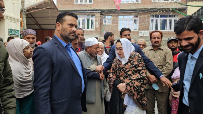 Waqf Board Chairperson Dr Darakhshan Andrabi during visit to shrine of Peer Dastgir Sahib at Khanyar in Srinagar.
