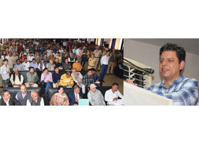 Commissioner Secretary GAD addressing a gathering at Udhampur on Saturday.