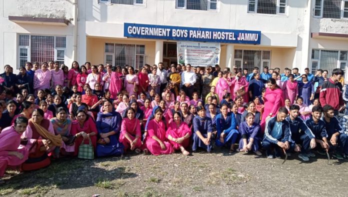 Inmates of Government Boys Pahari Hostel Jammu posing for a group photograph during an event on Saturday. Inmates of Government Boys Pahari Hostel Jammu posing for a group photograph during an event on Saturday.