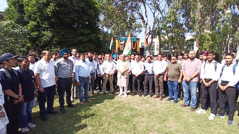 Mayor Jammu Rajinder Sharma with students and staff members at MAM College Jammu on Tuesday. Mayor Jammu Rajinder Sharma with students and staff members at MAM College Jammu on Tuesday.