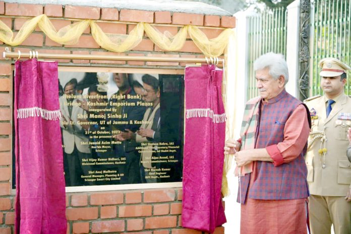 LG Manoj Sinha inaugurating Jhelum River Front on Tuesday.
