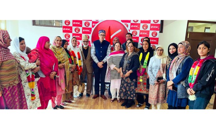 NC vice president, Omar Abdullah during meeting with Women Wing office bearers for District Kupwara, at Party office, Srinagar. NC vice president, Omar Abdullah during meeting with Women Wing office bearers for District Kupwara, at Party office, Srinagar.