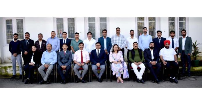 Deputy Director (Indoor), SKPA, Rajinder Gupta, along with the officers attending the three-day course on juvenile justice posing for a group photograph at SKPA Udhampur on Wednesday.