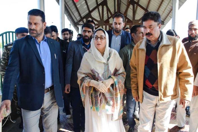 Waqf Chairperson, Dr Darakhshan Andrabi during visit to Babarishi shrine in Tangmarg area of Baramulla on Wednesday. Waqf Chairperson, Dr Darakhshan Andrabi during visit to Babarishi shrine in Tangmarg area of Baramulla on Wednesday.