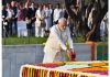 Prime Minister Narendra Modi offering floral tribute to Father of the Nation Mahatma Gandhi on the occasion of Gandhi Jayanti at Rajghat, in New Delhi on Monday. (UNI)