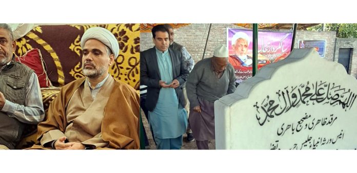 Senior NC leaders paying tribute to Late Maulana Abbas Ansari at resting place in Srinagar.