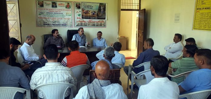 SDM Chowki Choura, Virender Gupta during a public grievance redressal camp at Panchayat Ghar, Dhanna Jhalaara of the Sub Division.