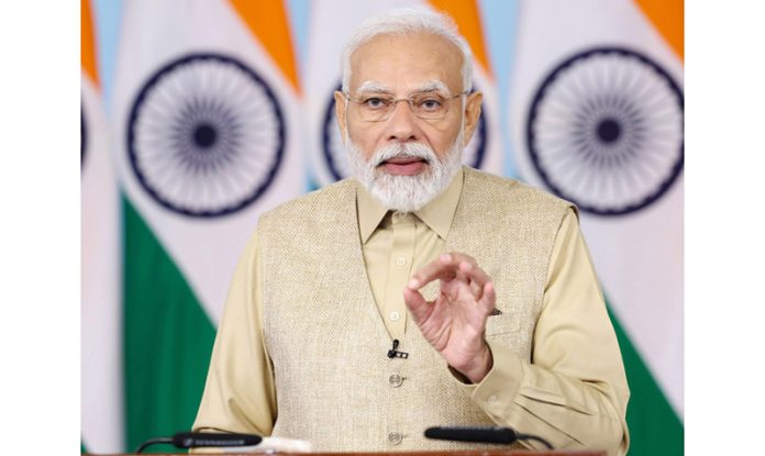 Prime Minister Narendra Modi addresses at the inauguration of the third edition of Global Maritime India Summit (GMIS) 2023 in Mumbai via video conferencing on Tuesday. (UNI) Prime Minister Narendra Modi addresses at the inauguration of the third edition of Global Maritime India Summit (GMIS) 2023 in Mumbai via video conferencing on Tuesday. (UNI)