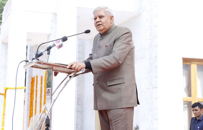 Vice President and Chairman, Rajya Sabha Jagdeep Dhankhar addressing at the inaugural ceremony of Higashi Autism School, in New Delhi on Sunday. (UNI)
