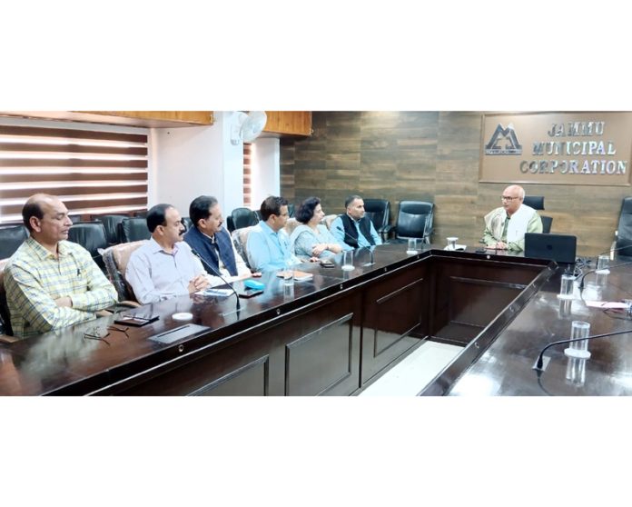 page7-5 Jammu Mayor Rajinder Sharma in a meeting with principals of prominent colleges of Jammu.