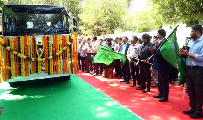 NMDC, CMD Amitava Mukherjee flagging off Mobile Environment Lab on Friday. NMDC, CMD Amitava Mukherjee flagging off Mobile Environment Lab on Friday.