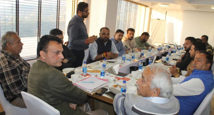 Katra hoteliers during a meeting on Sunday. Katra hoteliers during a meeting on Sunday.