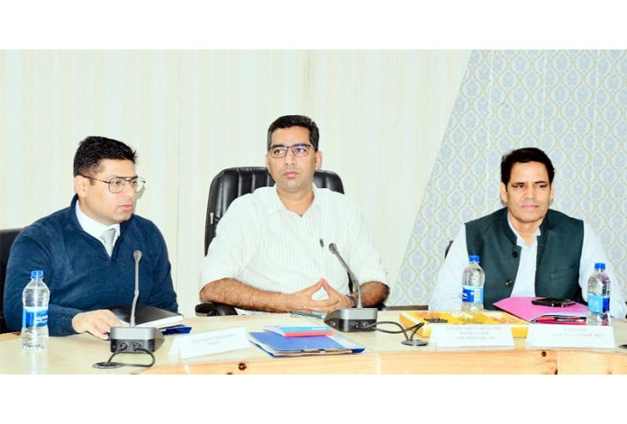 Secretary Tribal Affairs & CEO Mission Youth Dr Shahid Iqbal Choudhary along with DC Rajouri Vikas Kundal during a meeting.