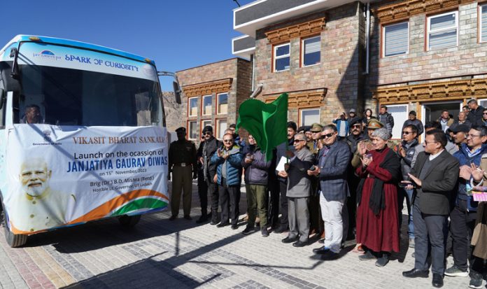 LG Ladakh Brig (Retd) BD Mishra flagging off the yatra at Leh on Wednesday.