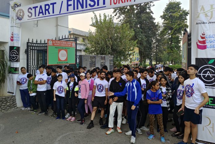 Students participating in marathon on Sunday.